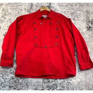 Classic Old West Style Cowboy Shirt Men's 2XL Red Bib Front Pullover 100% Cotton